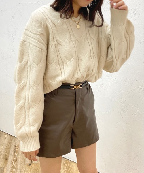 apres jour(アプレジュール)の「ケーブルゆるニット【ZOZOTOWN限定アイテム】(ニット/セーター・レディース・ラベンダー/モカ/アイボリー/サックスブルー・X-LARGE/フリー)」の8枚目の写真