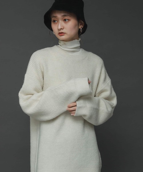 SENSE OF PLACE by URBAN RESEARCH（センスオブプレイスバイアーバンリサーチ）の「ストレッチアルパカバックスリットセーター（ニット/セーター・レディース・カーキ/ブラック/アイボリー・ONE）」の15枚目の写真