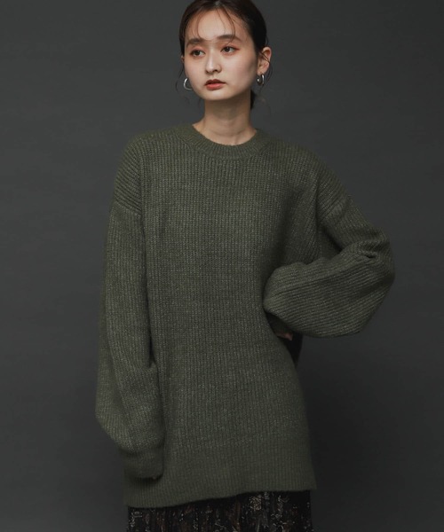 SENSE OF PLACE by URBAN RESEARCH（センスオブプレイスバイアーバンリサーチ）の「ストレッチアルパカバックスリットセーター（ニット/セーター・レディース・カーキ/ブラック/アイボリー・ONE）」の16枚目の写真