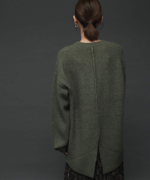 SENSE OF PLACE by URBAN RESEARCH（センスオブプレイスバイアーバンリサーチ）の「ストレッチアルパカバックスリットセーター（ニット/セーター・レディース・カーキ/ブラック/アイボリー・ONE）」の5枚目の写真
