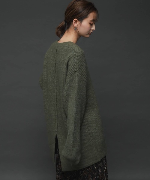 SENSE OF PLACE by URBAN RESEARCH（センスオブプレイスバイアーバンリサーチ）の「ストレッチアルパカバックスリットセーター（ニット/セーター・レディース・カーキ/ブラック/アイボリー・ONE）」の22枚目の写真
