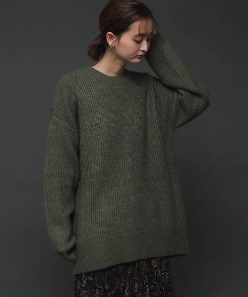 SENSE OF PLACE by URBAN RESEARCH（センスオブプレイスバイアーバンリサーチ）の「ストレッチアルパカバックスリットセーター（ニット/セーター・レディース・カーキ/ブラック/アイボリー・ONE）」の11枚目の写真