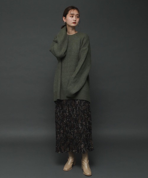 SENSE OF PLACE by URBAN RESEARCH（センスオブプレイスバイアーバンリサーチ）の「ストレッチアルパカバックスリットセーター（ニット/セーター・レディース・カーキ/ブラック/アイボリー・ONE）」の12枚目の写真