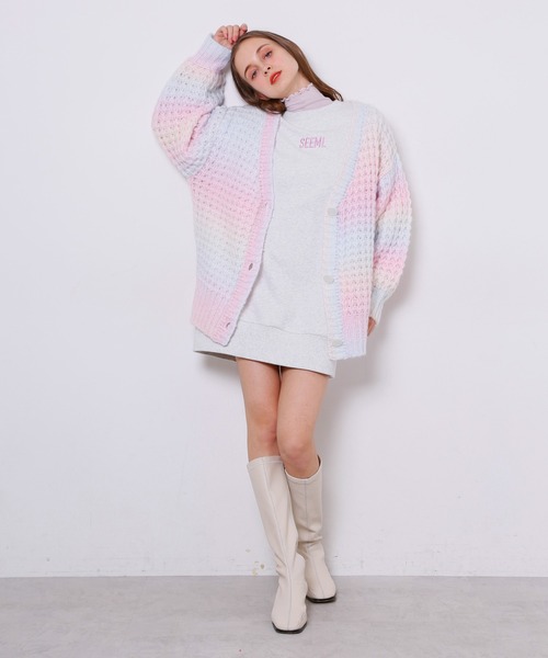 Seemi. byNICECLAUP（ シーミーバイナイスクラップ）の「マルチカラーニットカーディガン（カーディガン/ボレロ・レディース・レインボー/ピンク系その他・FREE）」の15枚目の写真