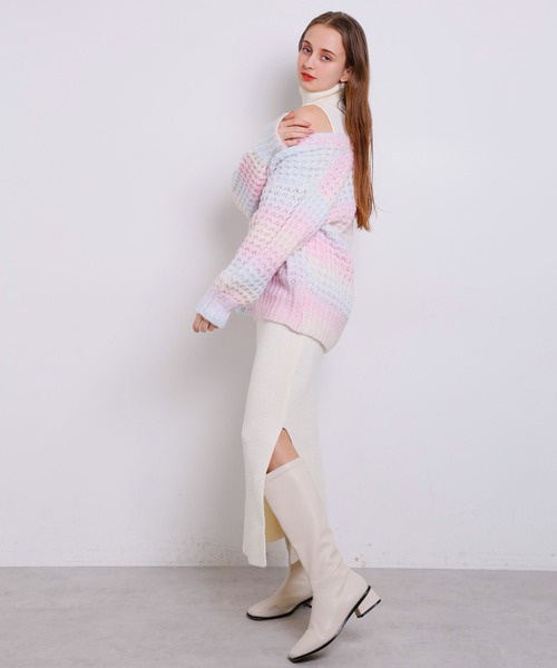 Seemi. byNICECLAUP（ シーミーバイナイスクラップ）の「マルチカラーニットカーディガン（カーディガン/ボレロ・レディース・レインボー/ピンク系その他・FREE）」の11枚目の写真