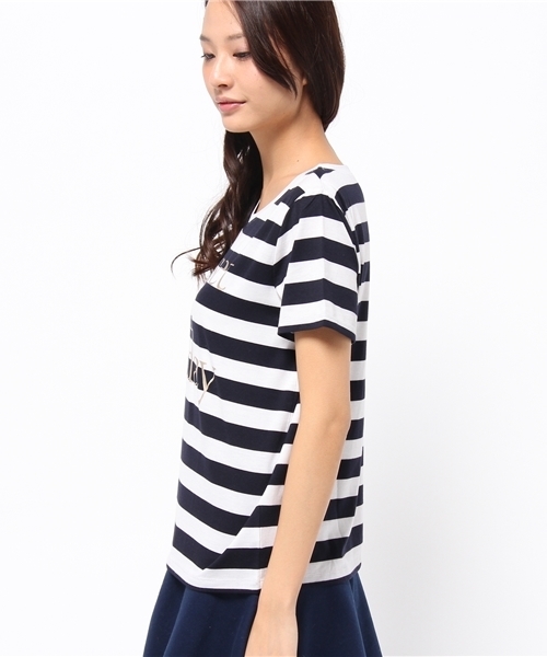 OUTLET(アウトレット)の「【CIAOPANIC TYPY】ボーダー箔プリントTシャツ(Tシャツ/カットソー・レディース・グレー/ホワイト・FREE)」の4枚目の写真