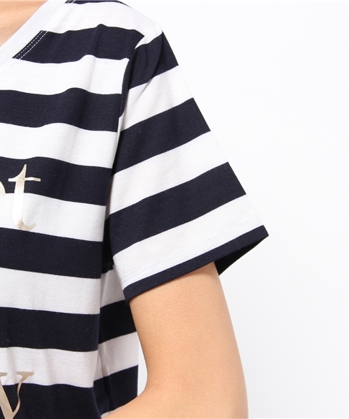 OUTLET(アウトレット)の「【CIAOPANIC TYPY】ボーダー箔プリントTシャツ(Tシャツ/カットソー・レディース・グレー/ホワイト・FREE)」の7枚目の写真