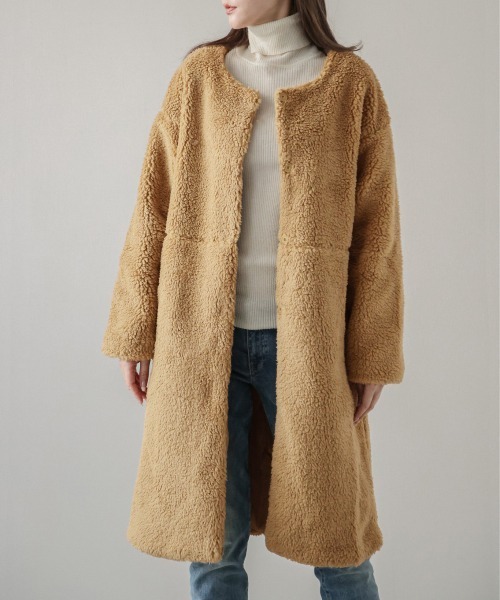 SUGAR BISKET（シュガービスケット）の「ノーカラーロングボアコート（その他アウター・レディース・ベージュ/ブラウン/ブラック・フリー）」の13枚目の写真