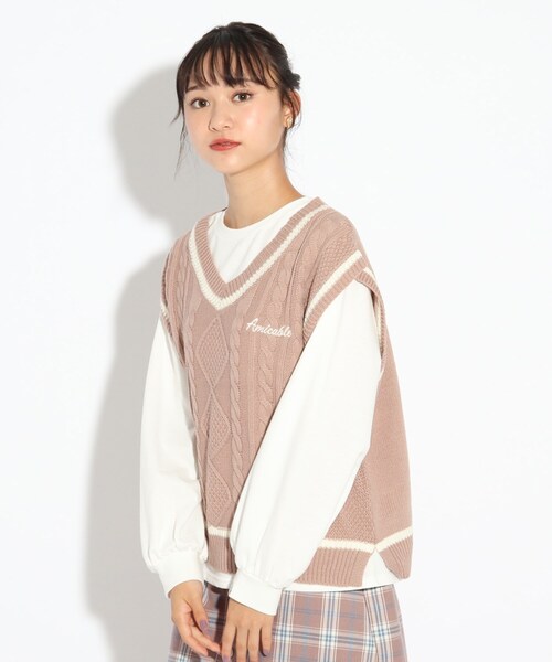 PINK-latte（ピンクラテ）の「◇【洗える】スクールニットベスト
