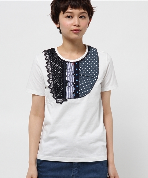 BEAMS BOY(ビームスボーイ)の「TORI-TO / レース Tシャツ(Tシャツ/カットソー・レディース・ホワイト/ネイビー・ONE SIZE)」の18枚目の写真