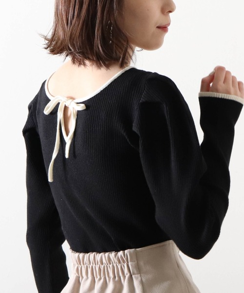 Cheek(チーク)の「パワーショルダー2Wayインナーニットプルオーバー(ニット/セーター・レディース・ブラック/ベージュ/アイボリー・MEDIUM)」の3枚目の写真