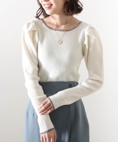 Cheek(チーク)の「パワーショルダー2Wayインナーニットプルオーバー(ニット/セーター・レディース・ブラック/ベージュ/アイボリー・MEDIUM)」の14枚目の写真