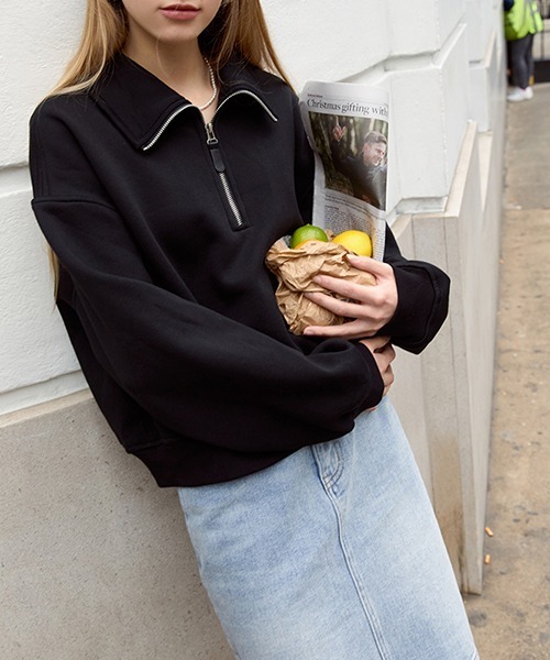Fano Studios（ファノ ストゥディオズ）の「【Fano Studios】Zipper polo fleece sweater FD21S149（スウェット・レディース・ブラック・S/M/L）」の2枚目の写真