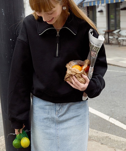 Fano Studios（ファノ ストゥディオズ）の「【Fano Studios】Zipper polo fleece sweater FD21S149（スウェット・レディース・ブラック・S/M/L）」の3枚目の写真