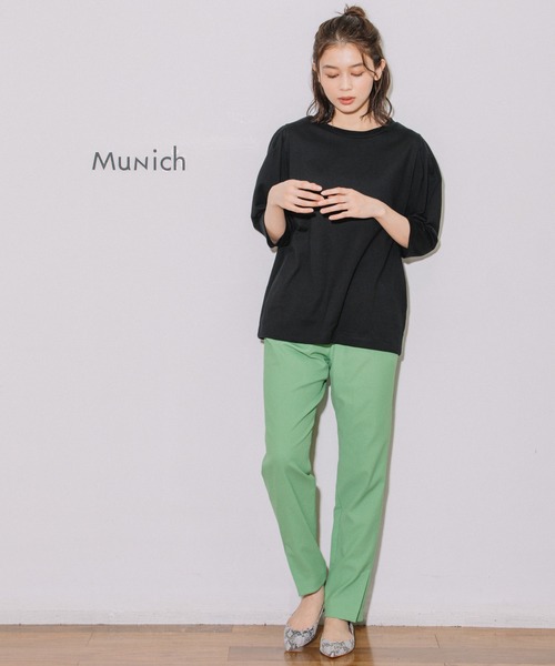 Munich(ミューニック)の「40/2コットンジャージーパフスリーブトップス(Tシャツ/カットソー・レディース・ホワイト/ライトベージュ/ブラック/グリーン・FREE)」の10枚目の写真