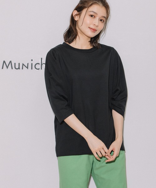 Munich(ミューニック)の「40/2コットンジャージーパフスリーブトップス(Tシャツ/カットソー・レディース・ホワイト/ライトベージュ/ブラック/グリーン・FREE)」の14枚目の写真