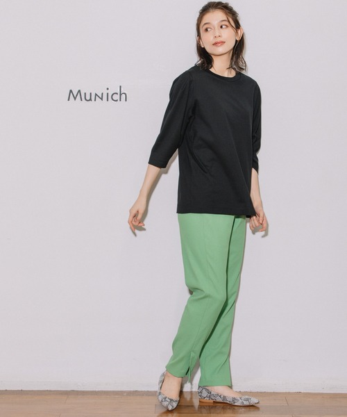 Munich(ミューニック)の「40/2コットンジャージーパフスリーブトップス(Tシャツ/カットソー・レディース・ホワイト/ライトベージュ/ブラック/グリーン・FREE)」の11枚目の写真