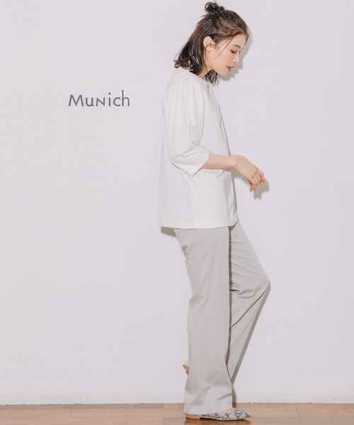 Munich(ミューニック)の「40/2コットンジャージーパフスリーブトップス(Tシャツ/カットソー・レディース・ホワイト/ライトベージュ/ブラック/グリーン・FREE)」の19枚目の写真