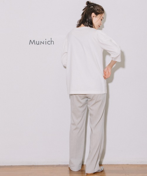 Munich(ミューニック)の「40/2コットンジャージーパフスリーブトップス(Tシャツ/カットソー・レディース・ホワイト/ライトベージュ/ブラック/グリーン・FREE)」の20枚目の写真