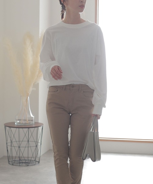 ElegChic(エレグシック)の「プチハイネック ロング スリーブプルオーバー(Tシャツ/カットソー・レディース・オフホワイト/グレイッシュベージュ/杢グレー/モカ/ブラック・M/XL/L/3L/4L)」の2枚目の写真