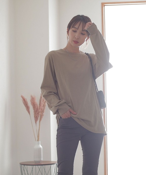 ElegChic(エレグシック)の「プチハイネック ロング スリーブプルオーバー(Tシャツ/カットソー・レディース・オフホワイト/グレイッシュベージュ/杢グレー/モカ/ブラック・M/XL/L/3L/4L)」の5枚目の写真
