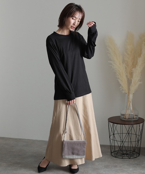 ElegChic(エレグシック)の「プチハイネック ロング スリーブプルオーバー(Tシャツ/カットソー・レディース・オフホワイト/グレイッシュベージュ/杢グレー/モカ/ブラック・M/XL/L/3L/4L)」の1枚目の写真