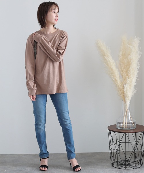 ElegChic(エレグシック)の「プチハイネック ロング スリーブプルオーバー(Tシャツ/カットソー・レディース・オフホワイト/グレイッシュベージュ/杢グレー/モカ/ブラック・M/XL/L/3L/4L)」の4枚目の写真
