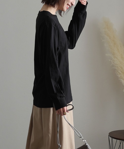 ElegChic(エレグシック)の「プチハイネック ロング スリーブプルオーバー(Tシャツ/カットソー・レディース・オフホワイト/グレイッシュベージュ/杢グレー/モカ/ブラック・M/XL/L/3L/4L)」の7枚目の写真