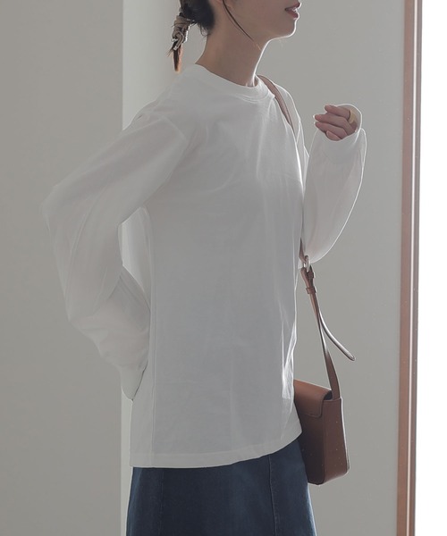 ElegChic(エレグシック)の「プチハイネック ロング スリーブプルオーバー(Tシャツ/カットソー・レディース・オフホワイト/グレイッシュベージュ/杢グレー/モカ/ブラック・M/XL/L/3L/4L)」の11枚目の写真