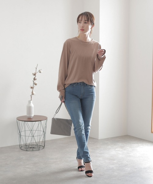 ElegChic(エレグシック)の「プチハイネック ロング スリーブプルオーバー(Tシャツ/カットソー・レディース・オフホワイト/グレイッシュベージュ/杢グレー/モカ/ブラック・M/XL/L/3L/4L)」の17枚目の写真