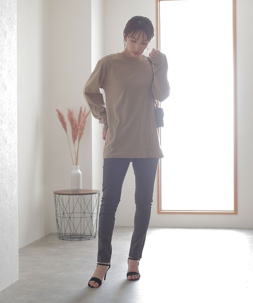 ElegChic(エレグシック)の「プチハイネック ロング スリーブプルオーバー(Tシャツ/カットソー・レディース・オフホワイト/グレイッシュベージュ/杢グレー/モカ/ブラック・M/XL/L/3L/4L)」の21枚目の写真