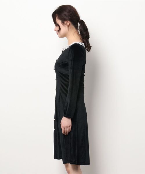 MAISON DE THERESE（メゾン ド テレーズ）の「レースネックベルベットワンピース（ワンピース・レディース・ブラック・MEDIUM）」の7枚目の写真