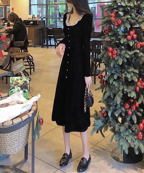 MAISON DE THERESE（メゾン ド テレーズ）の「レースネックベルベットワンピース（ワンピース・レディース・ブラック・MEDIUM）」の10枚目の写真