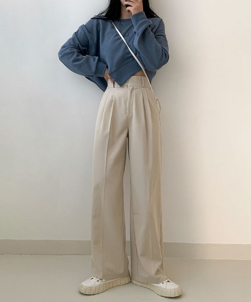 BEIDELLI（ベイデリー）の「[BELLIDE MADE] ハイウエストタックスラックス（スラックス・レディース・チャコールグレー/ベージュ・SMALL/MEDIUM/LARGE）」の2枚目の写真