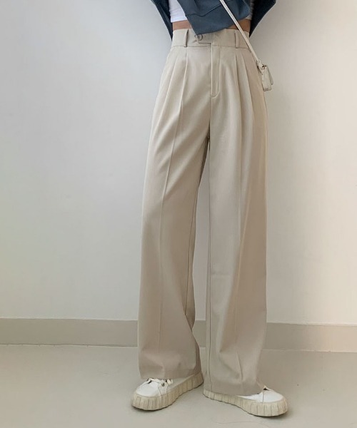BEIDELLI（ベイデリー）の「[BELLIDE MADE] ハイウエストタックスラックス（スラックス・レディース・チャコールグレー/ベージュ・SMALL/MEDIUM/LARGE）」の6枚目の写真