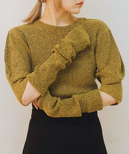 Kastane（カスタネ）の「【SETアイテム】アームウォーマー付ループヤーンニット（ニット/セーター・レディース・ベージュ/ピンク/グリーン・FREE）」の2枚目の写真