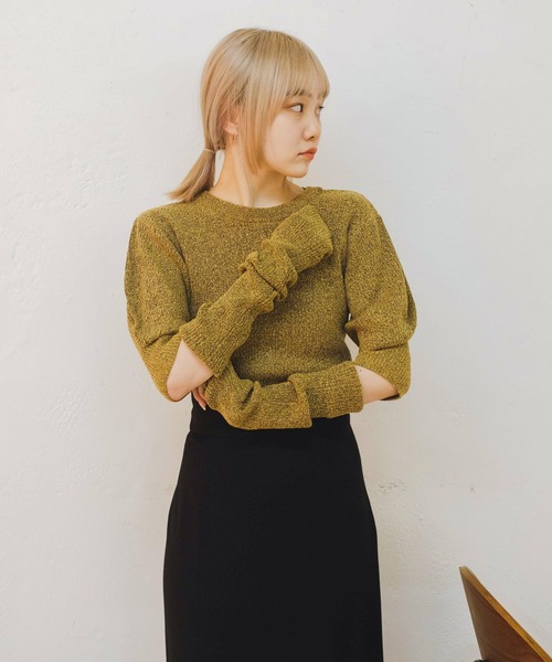 Kastane（カスタネ）の「【SETアイテム】アームウォーマー付ループヤーンニット（ニット/セーター・レディース・ベージュ/ピンク/グリーン・FREE）」の5枚目の写真