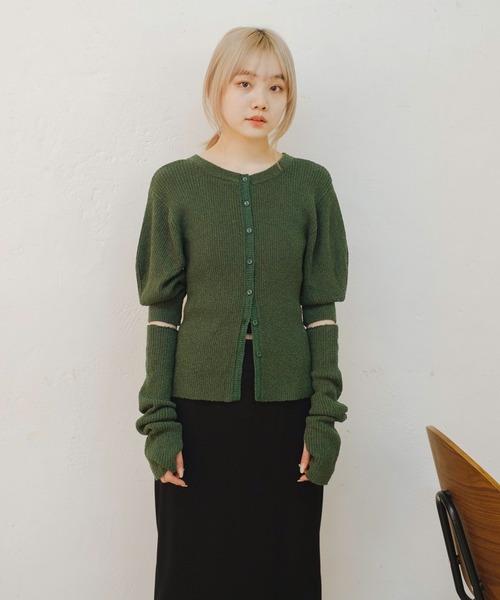 Kastane（カスタネ）の「【SETアイテム】アームウォーマー付ループヤーンニット（ニット/セーター・レディース・ベージュ/ピンク/グリーン・FREE）」の9枚目の写真