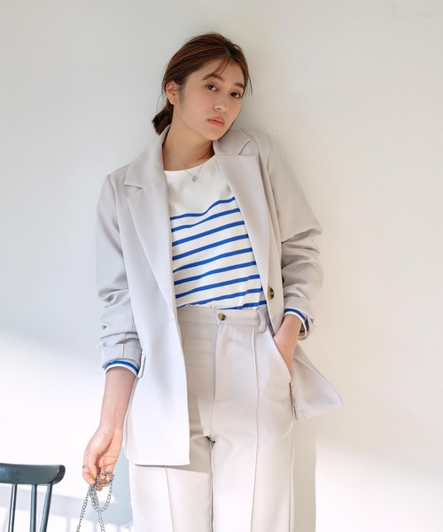 KOBE LETTUCE（コウベレタス）の「ベーシックテーラードジャケット（テーラードジャケット・レディース・グレー系/ベージュ/ブラック/ホワイト系・FREE）」の4枚目の写真