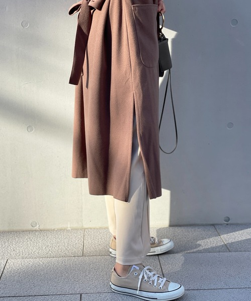 Meli rich（メリーリッチ）の「ベルト付き。オーバーサイズロングガウンコート（チェスターコート・レディース・オリーブ/モカ・MEDIUM）」の12枚目の写真