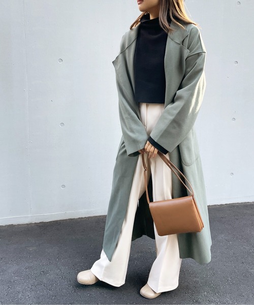 Meli rich（メリーリッチ）の「ベルト付き。オーバーサイズロングガウンコート（チェスターコート・レディース・オリーブ/モカ・MEDIUM）」の14枚目の写真