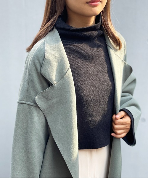 Meli rich（メリーリッチ）の「ベルト付き。オーバーサイズロングガウンコート（チェスターコート・レディース・オリーブ/モカ・MEDIUM）」の18枚目の写真