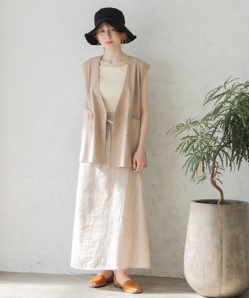 Crisp（クリスプ）の「ノーカラージレ（ベスト・レディース・ベージュ/ブラウン・FREE）」の3枚目の写真