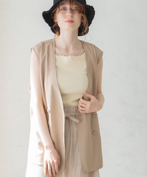 Crisp（クリスプ）の「ノーカラージレ（ベスト・レディース・ベージュ/ブラウン・FREE）」の5枚目の写真