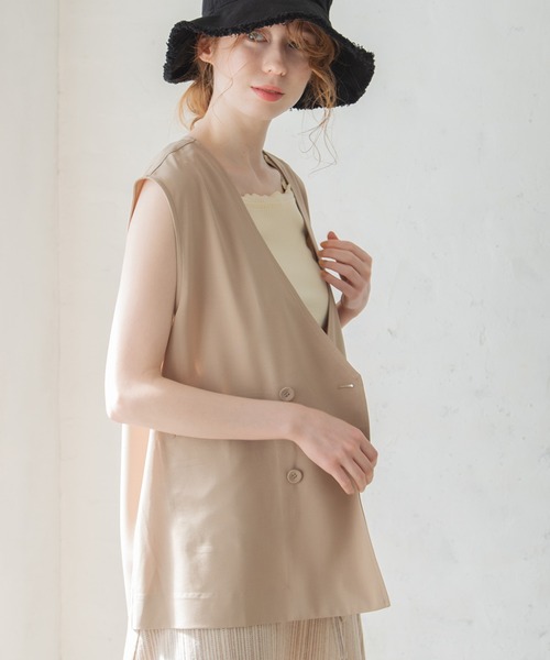 Crisp（クリスプ）の「ノーカラージレ（ベスト・レディース・ベージュ/ブラウン・FREE）」の6枚目の写真