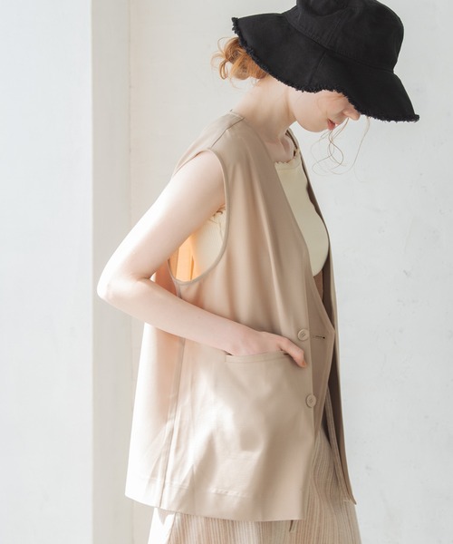 Crisp（クリスプ）の「ノーカラージレ（ベスト・レディース・ベージュ/ブラウン・FREE）」の7枚目の写真