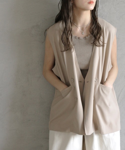 Crisp（クリスプ）の「ノーカラージレ（ベスト・レディース・ベージュ/ブラウン・FREE）」の21枚目の写真