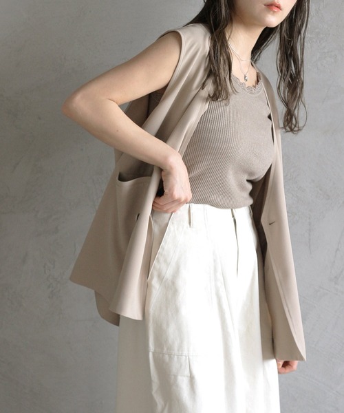 Crisp（クリスプ）の「ノーカラージレ（ベスト・レディース・ベージュ/ブラウン・FREE）」の22枚目の写真