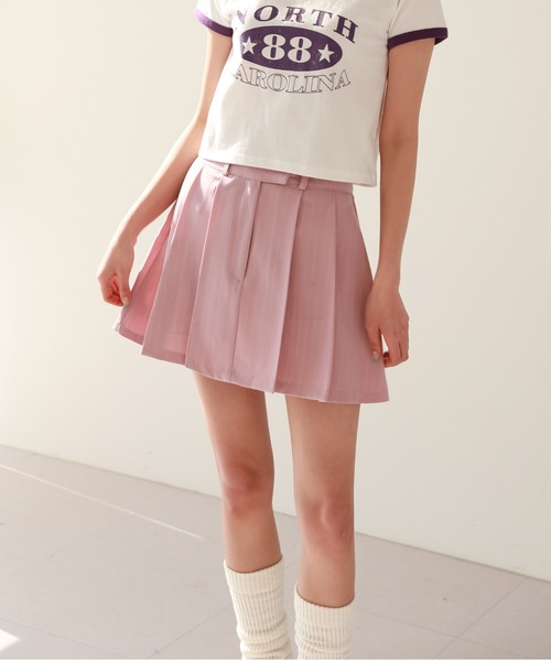 by muni:r(バイ ムニール)の「ローライズプリーツスカート(スカート・レディース・ブラック/ベージュ/ピンク・SMALL/MEDIUM)」の1枚目の写真