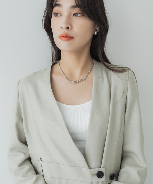 UNITED TOKYO（ユナイテッドトウキョウ）の「【完売間近！】ネオリネンカラーレスジャケット（セットアップ・レディース・ブラック/ベージュ/ブルー/ダークグリーン・1/2）」の9枚目の写真